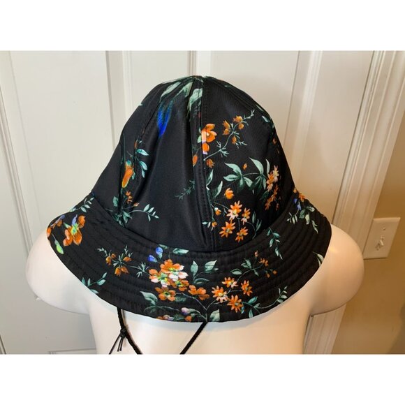 Erdem Kallmus Black Floral Nylon Printed Bucket Hat NWT $390 Size Large - Picture 4 of 8